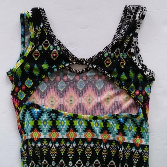 Dolce Donna Tribal Pattern Boho Maxi Dress Medium - Picture 8 of 12